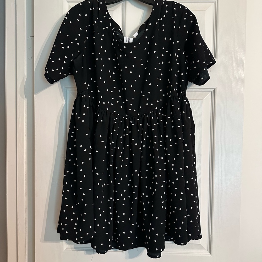 Collusion Black and White Polka Dot Mini Dress